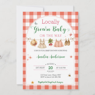 Lokaal Geteelde Gingham Coquette Baby Shower Kaart