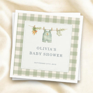Lokaal Geteelde Gingham Saliegroene Baby Shower Servet