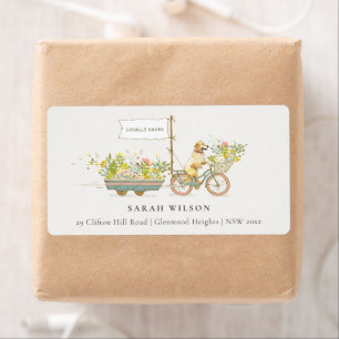 Lokaal geteelde Golden Retriever Floral Address Etiket