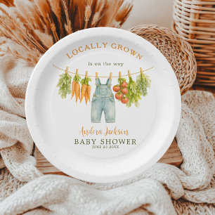 Lokaal Geteelde Groente Waslijn Tuin Baby Shower Papieren Bordje