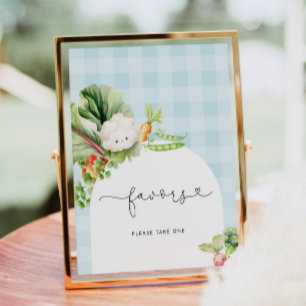 Lokaal geteelde groenten blauw baby shower Favors Poster
