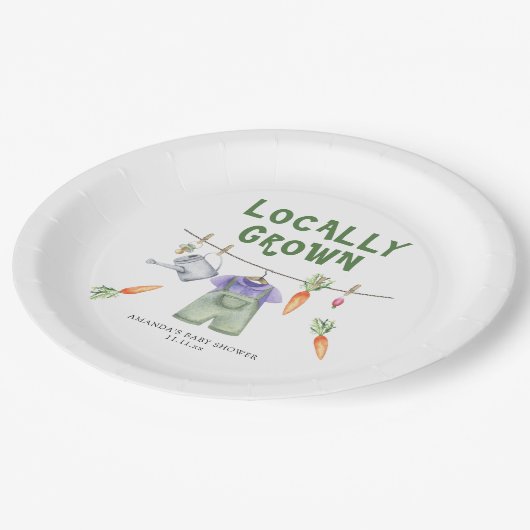 Lokaal geteelde groenten waterverf baby shower papieren bordje (Gekanteld)