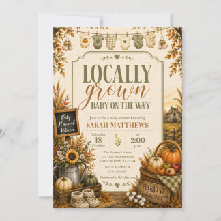 Lokaal Geteelde Herfst Baby Shower Uitnodiging | R
