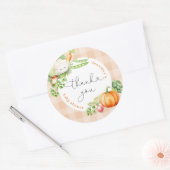 Lokaal geteelde Herfst pompoen baby shower dank u Ronde Sticker (Envelop)