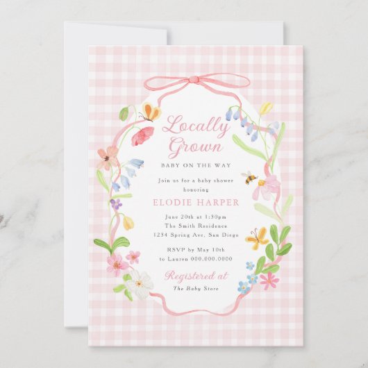 Lokaal Geteelde Lente Bloemen Baby Shower Kaart (Voorkant)