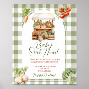 Lokaal geteelde markt Baby shower Baby Sock Hunt Poster