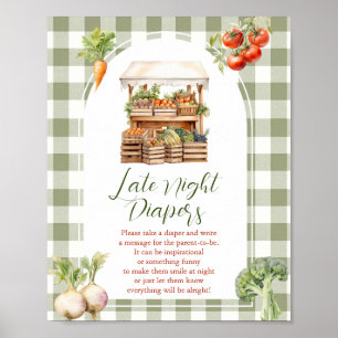 Lokaal geteelde markt Baby shower late night luier Poster