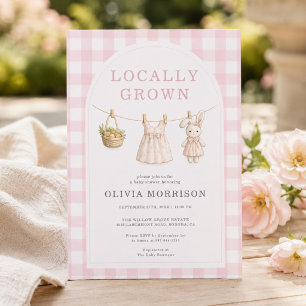Lokaal Geteelde Meisje Roze Baby Shower Kaart