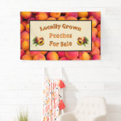Lokaal geteelde perziken voor verkoop spandoek (Insitu)