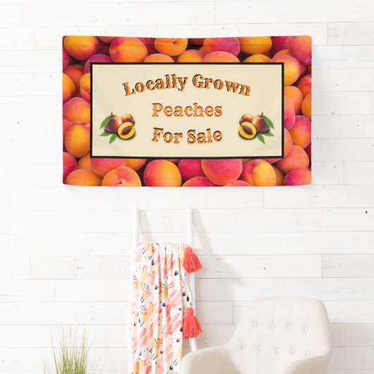 Lokaal geteelde perziken voor verkoop spandoek (Insitu)