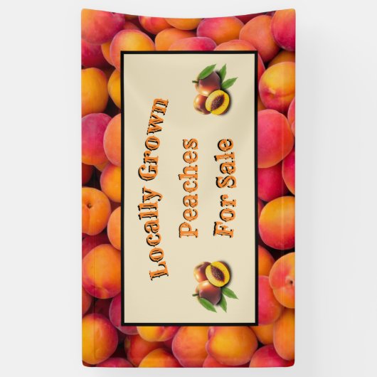 Lokaal geteelde perziken voor verkoop spandoek (Verticaal)