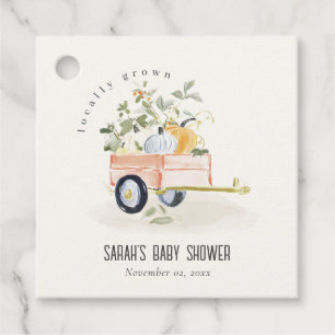 Lokaal Geteelde Pompoen Kar Waterverf Baby Shower Bedankjes Labels