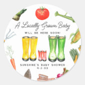 Lokaal geteelde rode laarzen plantaardig Baby show Ronde Sticker (Voorkant)