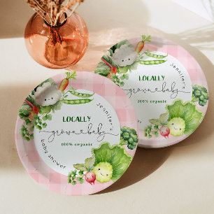 Lokaal geteelde roze baby Boeren markt baby shower Papieren Bordje