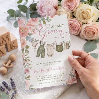 Lokaal Geteelde Roze Boeren Baby Meisje Shower  Kaart