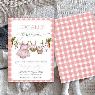 Lokaal Geteelde Roze Boeren Baby Meisje Shower Kaart