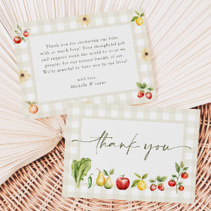 Lokaal geteelde rustieke boeren markt Baby shower Bedankkaart