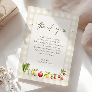 Lokaal geteelde rustieke boeren markt Baby shower Bedankkaart