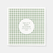 Lokaal geteelde Sage Gingham naam Baby shower Servet (Voorkant)