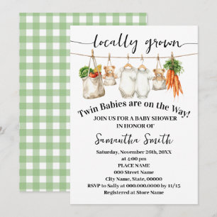 Lokaal Geteelde Tweeling Op Weg Baby Shower Kaart