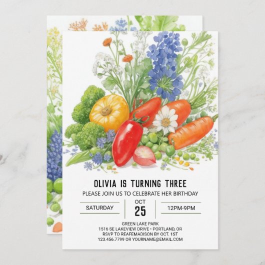 Lokaal geteelde veggie verjaardag kaart (Voorkant / Achterkant)