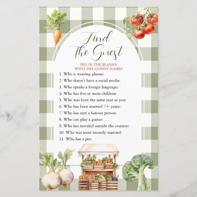 Lokaal geteelde verse markt Vind het gastenspel (Voorkant)