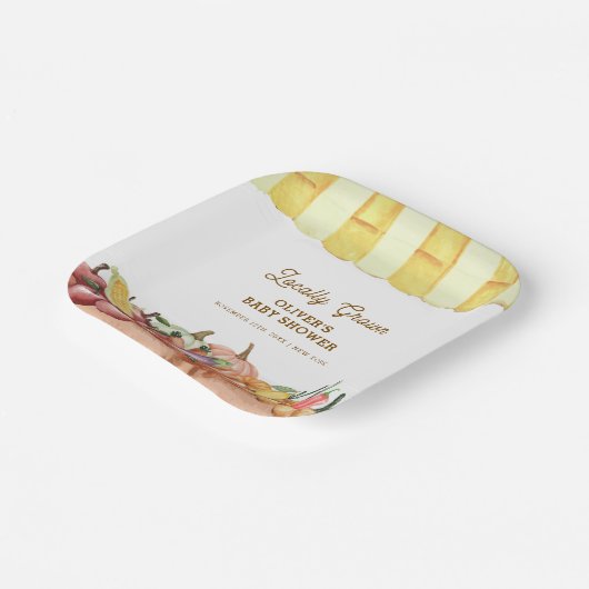 Lokaal geteelde Waterverf Veggie Fruit Baby shower Papieren Bordje (Gebogen)