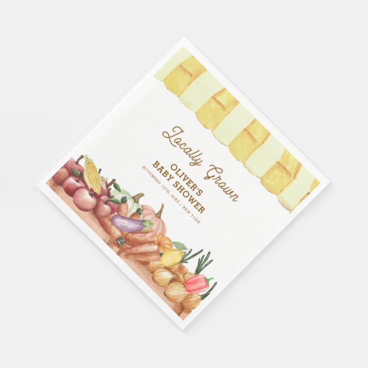 Lokaal geteelde Waterverf Veggie Fruit Baby shower Servet (Hoek)