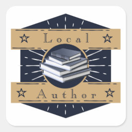 Lokale auteur, Stapel boeken Vierkante Sticker