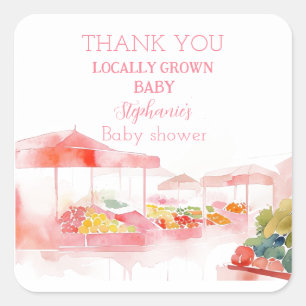 Lokale Baby Meisje Shower Boerenmarkt Vierkante Sticker