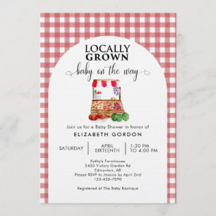 Lokale Baby Shower Boerderij Markt Gingham Kaart