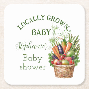 Lokale Baby Shower Boerenmarkt Vierkante Kartonnen Onderzetter