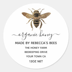 Lokale Biologische Honingpotlabels   Honingbij Ronde Sticker