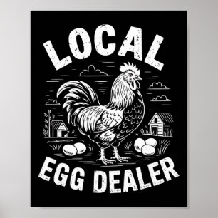 Lokale Eierdealer Retro Grappige Kip Pasen Boerder Poster