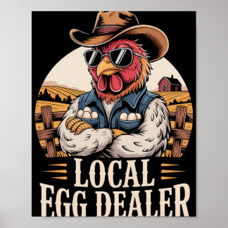 Lokale eierdealer rooster Pasen grappige kippenboe Poster