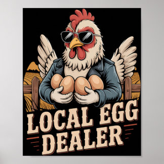 Lokale eierdealer Roster Boer Grappige Kip Pasen Poster