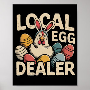 Lokale eierhandelaar Retro Kip Grappige Boer Pasen Poster
