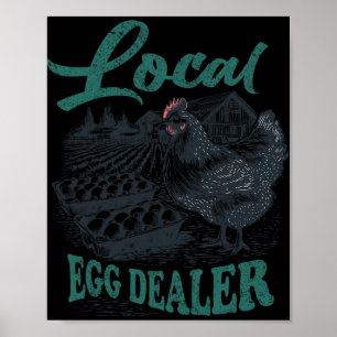 Lokale eierhandelaar Retro Kip Grappige Boer Pasen Poster
