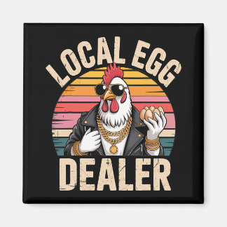 Lokale eierhandelaar rooster boer grappige kip Pas Magneet