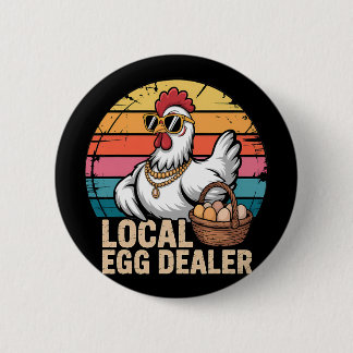Lokale eierhandelaar rooster boer grappige kip Pas Ronde Button 5,7 Cm