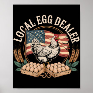 Lokale eierhandelaar rooster Pasen grappige kippen Poster