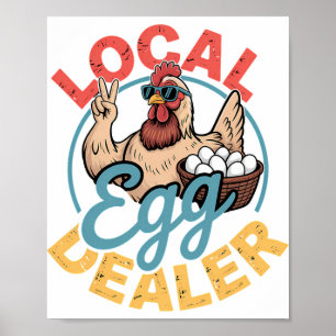 Lokale eierhandelaar rooster Pasen grappige kippen Poster