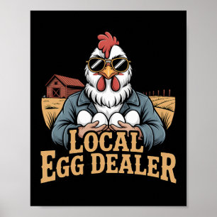 Lokale eierhandelaar rooster Pasen grappige kippen Poster
