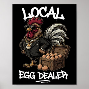 Lokale eierhandelaar rooster Pasen grappige kippen Poster