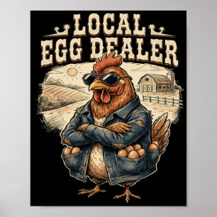 Lokale eierhandelaar rooster Pasen grappige kippen Poster