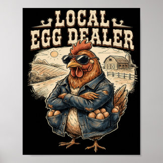 Lokale eierhandelaar rooster Pasen grappige kippen Poster