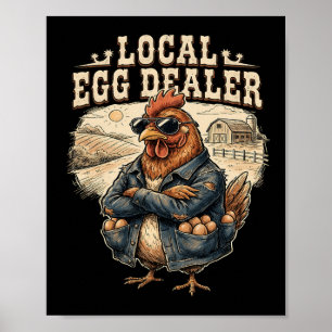 Lokale eierhandelaar rooster Pasen grappige kippen Poster