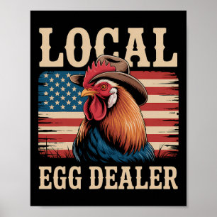 Lokale eierhandelaar rooster Pasen grappige kippen Poster