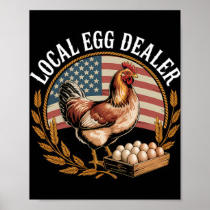 Lokale eierhandelaar rooster Pasen grappige kippen Poster