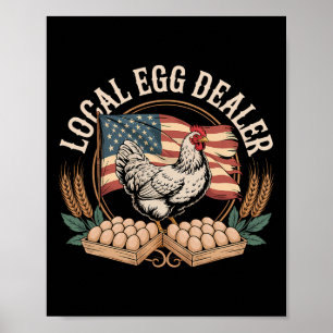 Lokale eierhandelaar rooster Pasen Grappige Kippen Poster